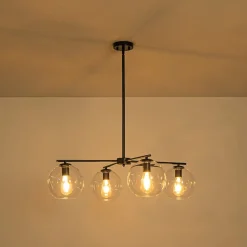 Simple 4-light Clear Glass Globe Round Sputnik Chandelier