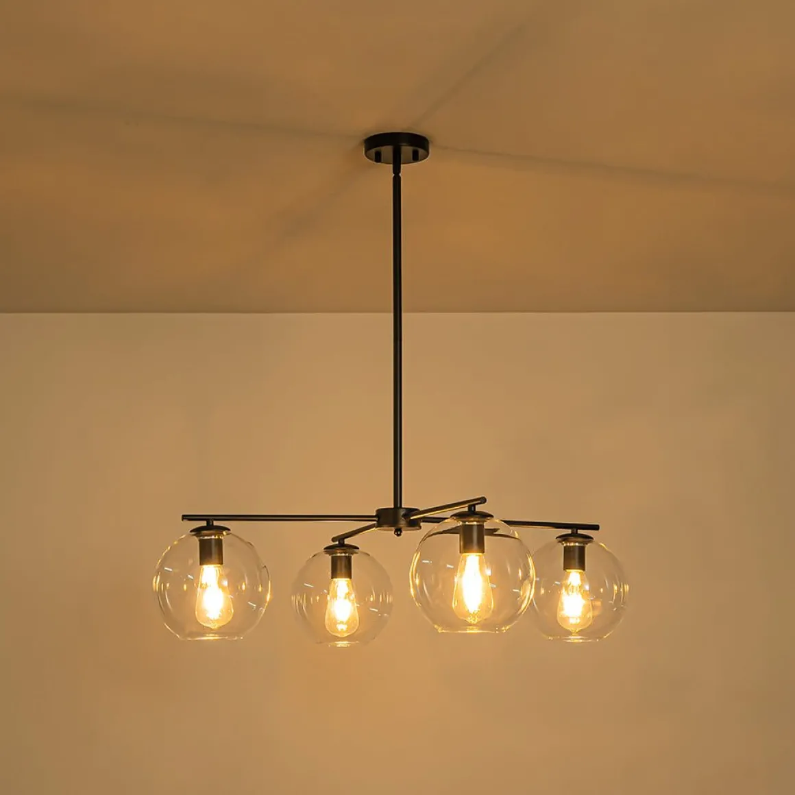 Simple 4-light Clear Glass Globe Round Sputnik Chandelier
