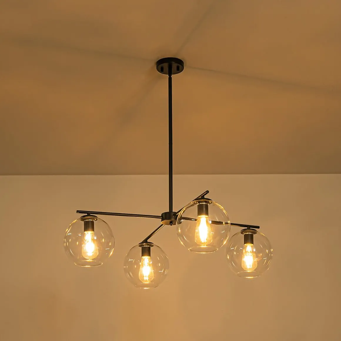 Simple 4-light Clear Glass Globe Round Sputnik Chandelier