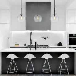 Simple Mid-Century 1-Light Clear Glass Globe Pendant Light