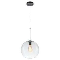 Simple Mid-Century 1-Light Clear Glass Globe Pendant Light
