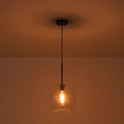 Simple Mid-Century 1-Light Clear Glass Globe Pendant Light