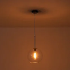 Simple Mid-Century 1-Light Clear Glass Globe Pendant Light