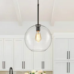 Simple Mid-Century 1-Light Clear Glass Globe Pendant Light