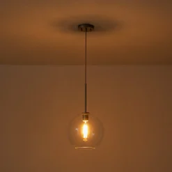 Simple Mid-Century 1-Light Clear Glass Globe Pendant Light