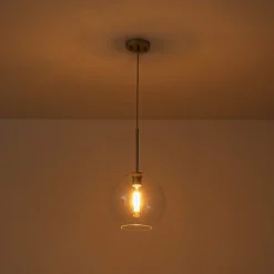 Simple Mid-Century 1-Light Clear Glass Globe Pendant Light