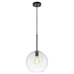 Simple Mid-Century 1-Light Clear Glass Globe Pendant Light