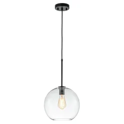Simple Mid-Century 1-Light Clear Glass Globe Pendant Light