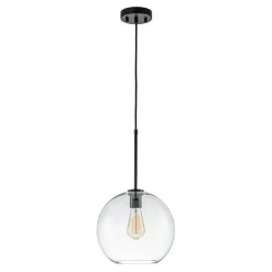 Simple Mid-Century 1-Light Clear Glass Globe Pendant Light