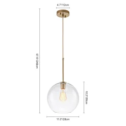 Simple Mid-Century 1-Light Clear Glass Globe Pendant Light