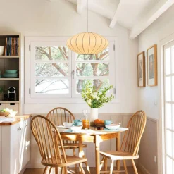 Single White Fabric Pendant Light