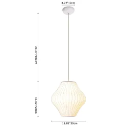 Single White Fabric Pendant Light