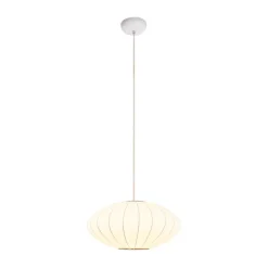 Single White Fabric Pendant Light