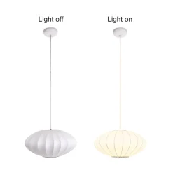 Single White Fabric Pendant Light