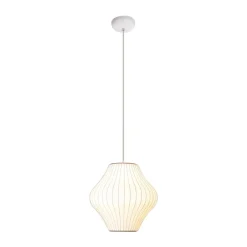 Single White Fabric Pendant Light
