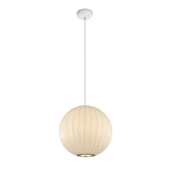 Single White Fabric Pendant Light