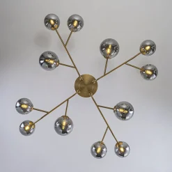 Smoked Glass Bubble Branch Sputnik Semi Flush Chandelier