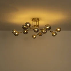 Smoked Glass Bubble Branch Sputnik Semi Flush Chandelier