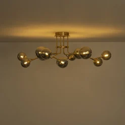 Smoked Glass Bubble Branch Sputnik Semi Flush Chandelier