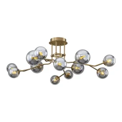 Smoked Glass Bubble Branch Sputnik Semi Flush Chandelier