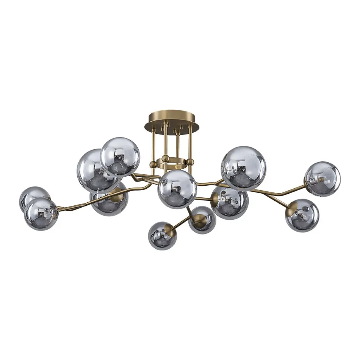 Smoked Glass Bubble Branch Sputnik Semi Flush Chandelier