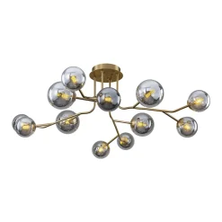 Smoked Glass Bubble Branch Sputnik Semi Flush Chandelier