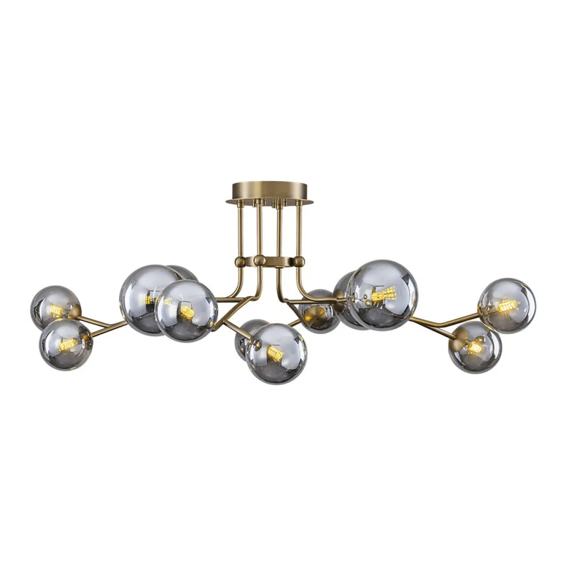Smoked Glass Bubble Branch Sputnik Semi Flush Chandelier