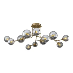 Smoked Glass Bubble Branch Sputnik Semi Flush Chandelier