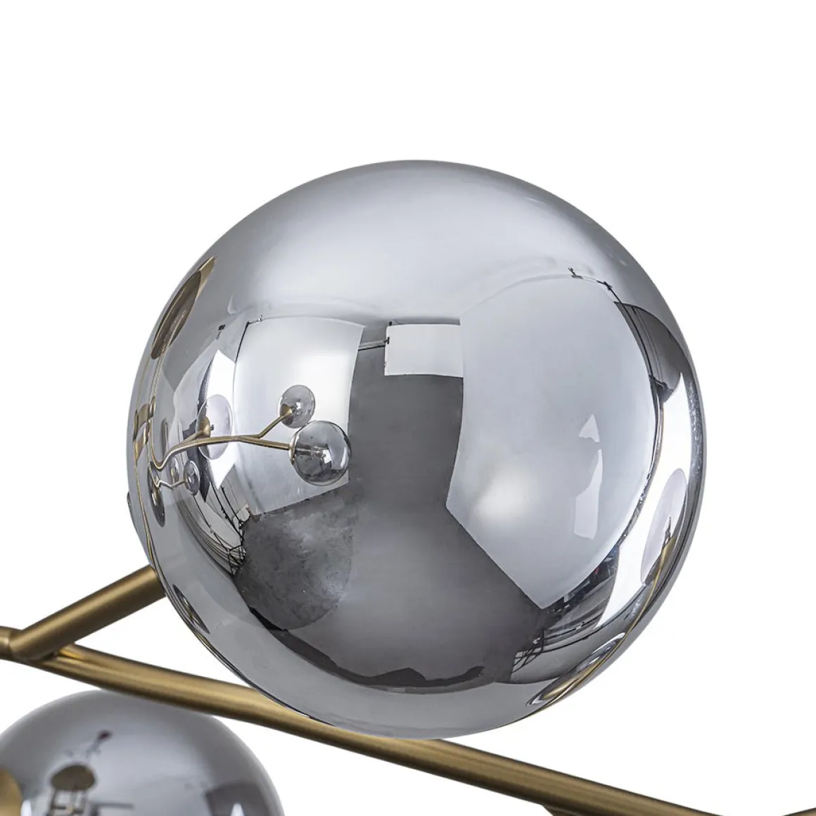 Smoked Glass Bubble Branch Sputnik Semi Flush Chandelier