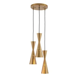 Starry 3-Light Cluster Metal Hourglass Shade Round Pendant