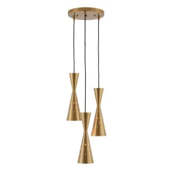 Starry 3-Light Cluster Metal Hourglass Shade Round Pendant