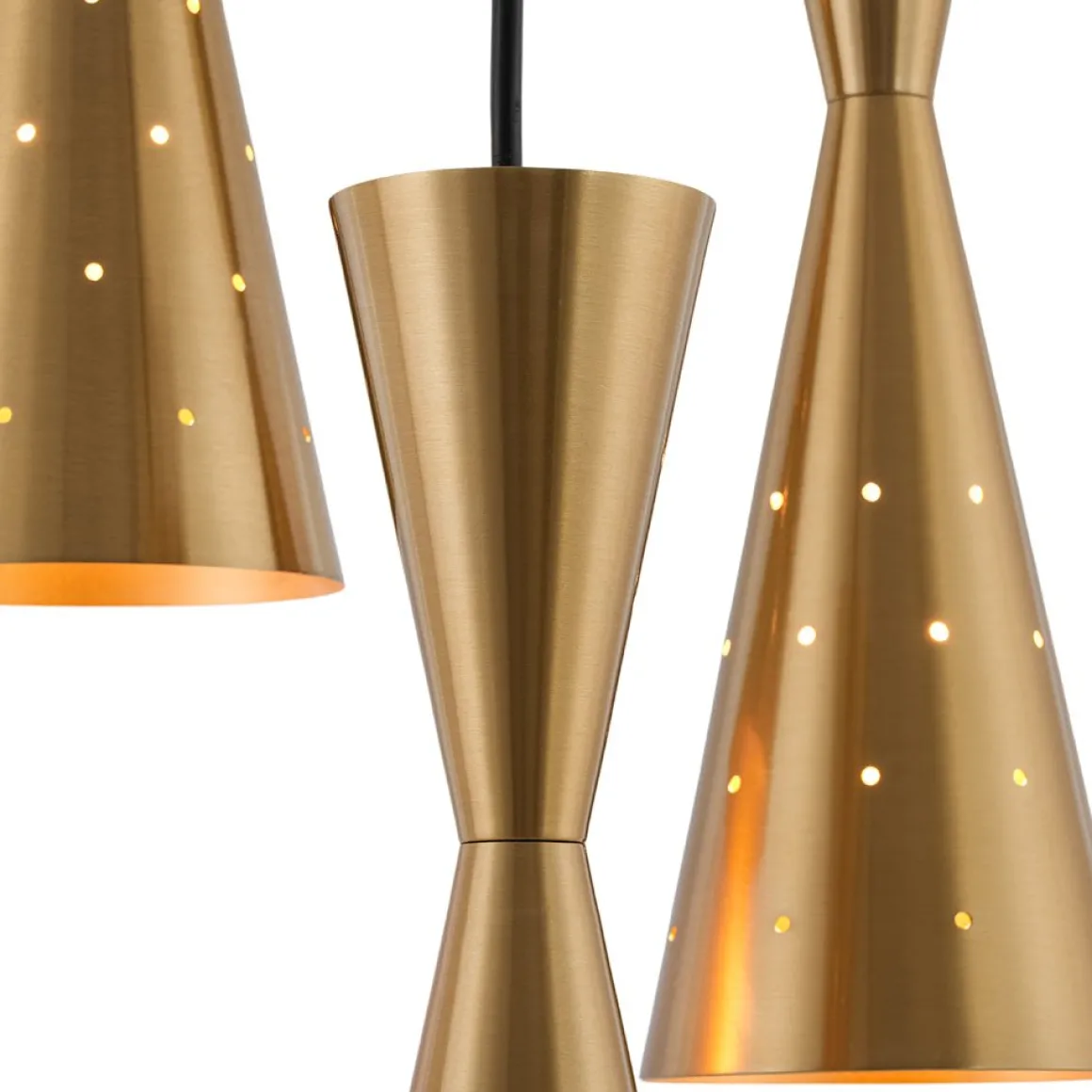 Starry 3-Light Cluster Metal Hourglass Shade Round Pendant