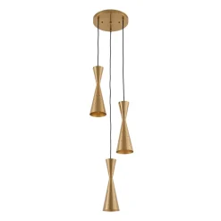 Starry 3-Light Cluster Metal Hourglass Shade Round Pendant