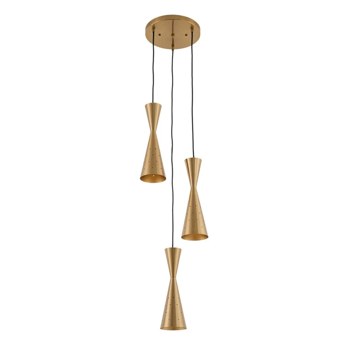 Starry 3-Light Cluster Metal Hourglass Shade Round Pendant