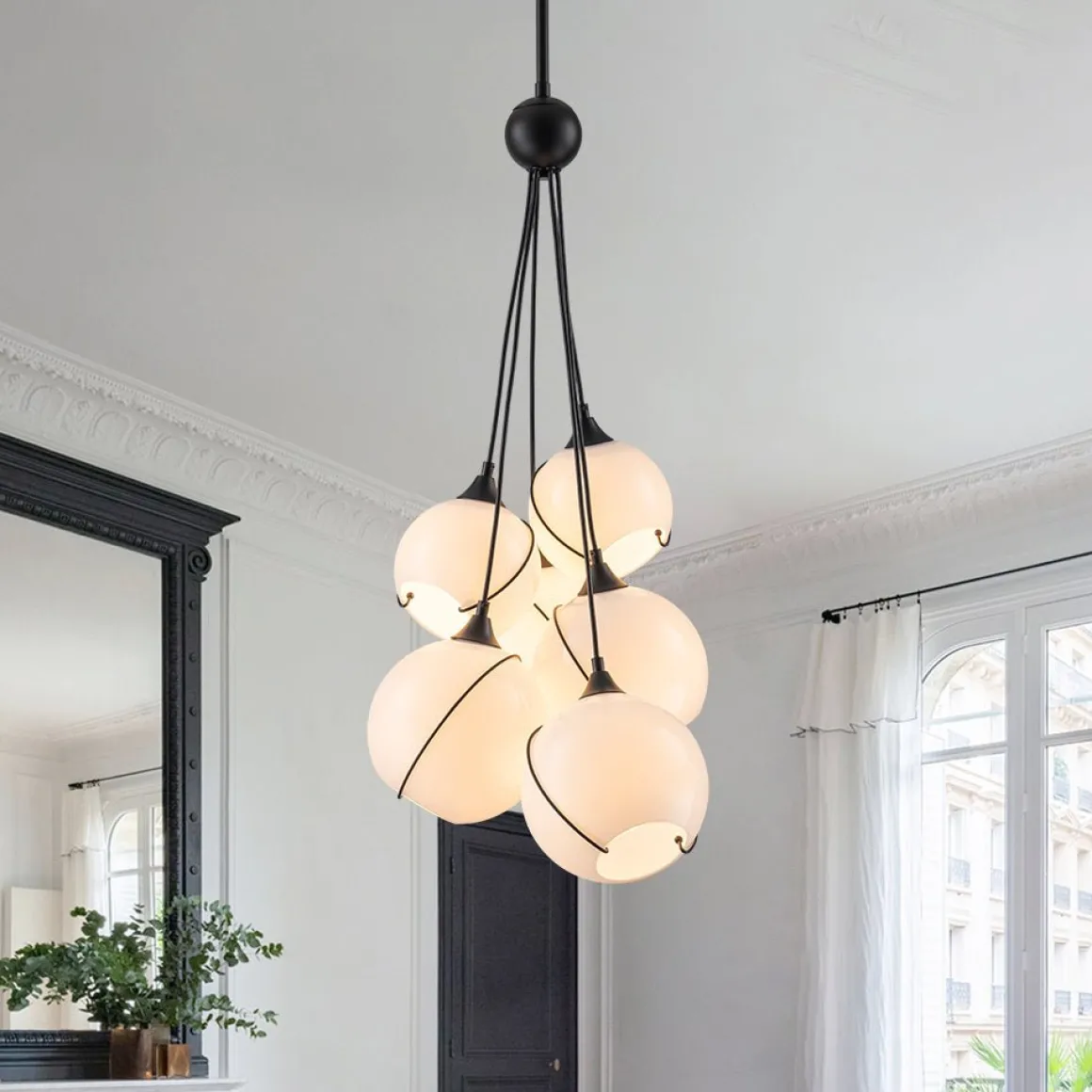 Statement Shine Opal Glass Globe Cluster Chandelier