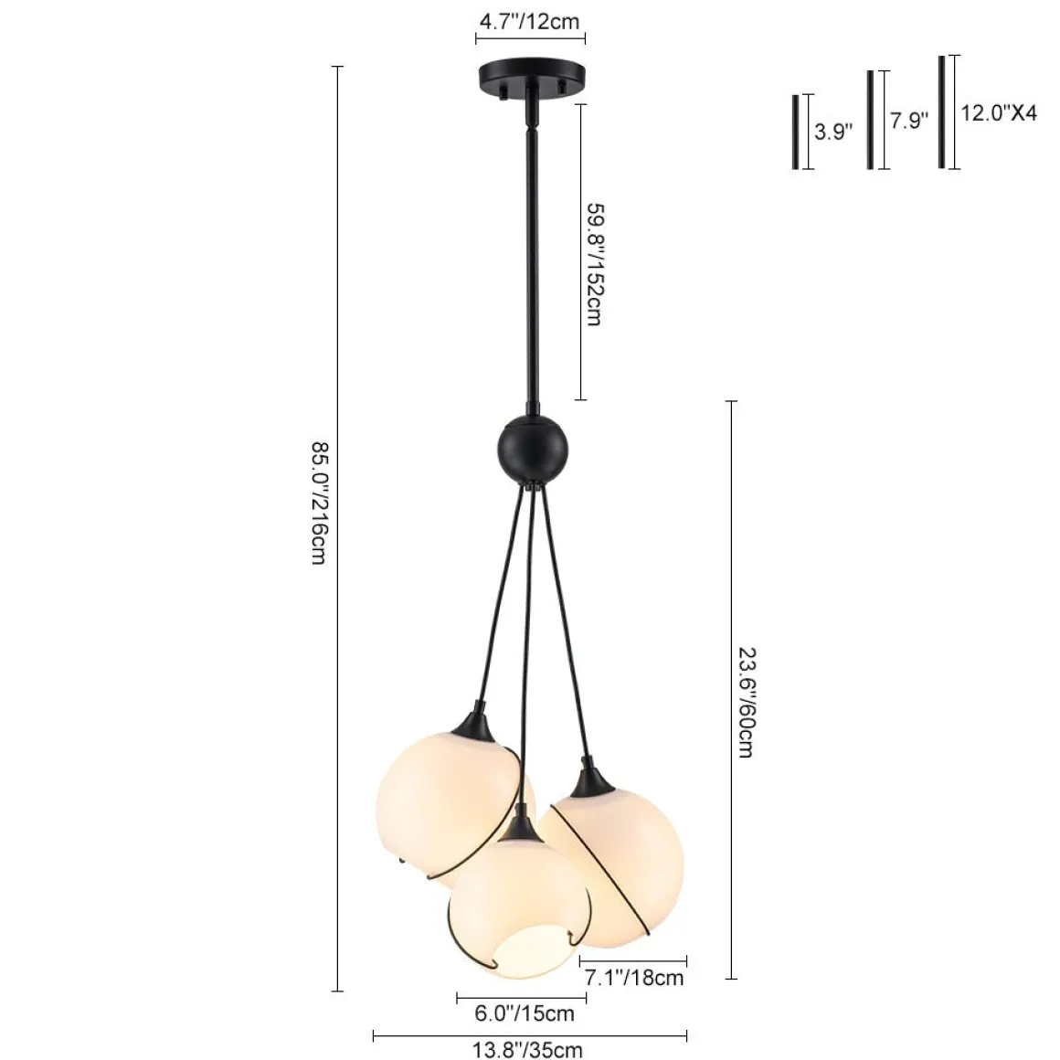 Statement Shine Opal Glass Globe Cluster Chandelier
