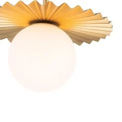 Sunburst Brass 1-Light Shine Opal Glass Globe Pendant