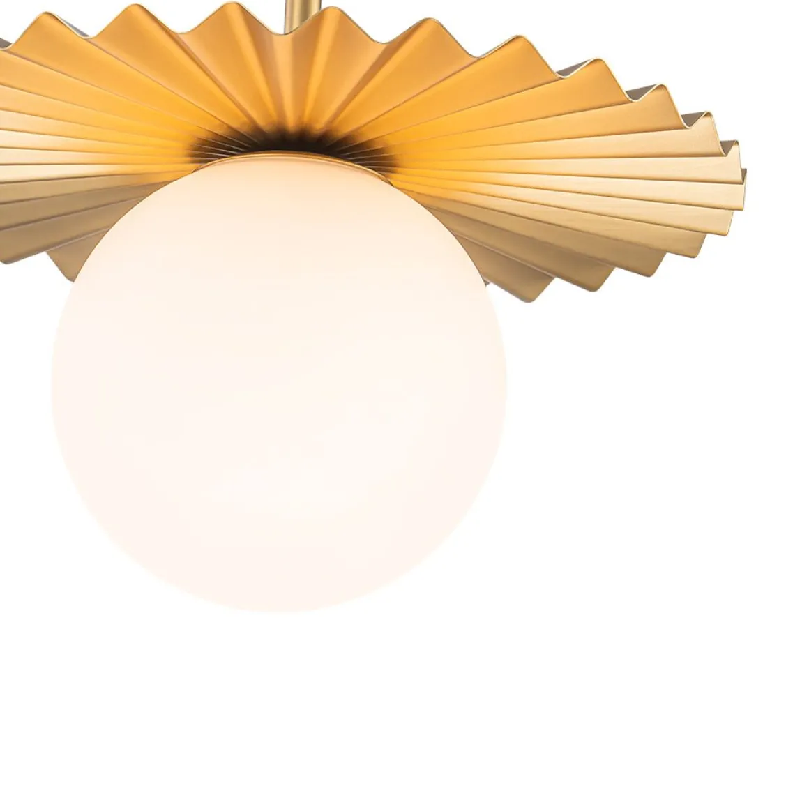 Sunburst Brass 1-Light Shine Opal Glass Globe Pendant