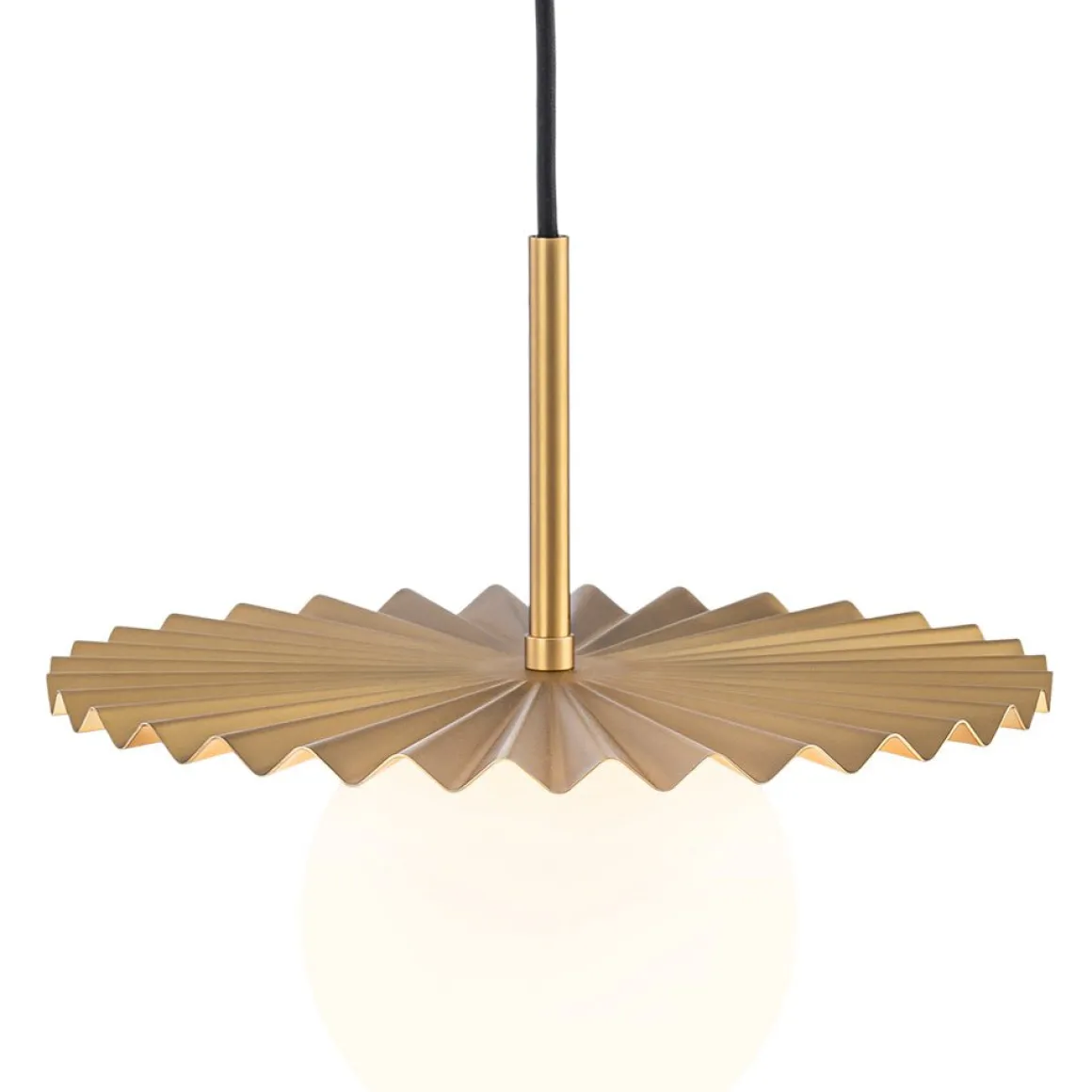 Sunburst Brass 1-Light Shine Opal Glass Globe Pendant