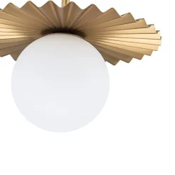 Sunburst Brass 1-Light Shine Opal Glass Globe Pendant