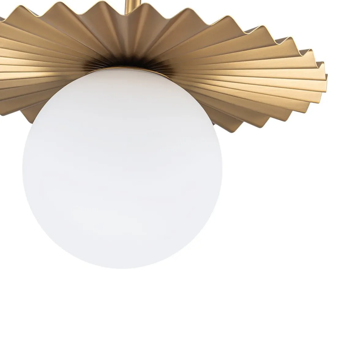 Sunburst Brass 1-Light Shine Opal Glass Globe Pendant