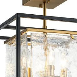 Textured Glass Candle Style Square Lantern Ceiling Light