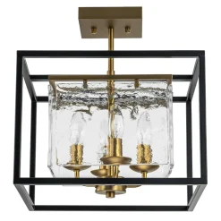 Textured Glass Candle Style Square Lantern Ceiling Light