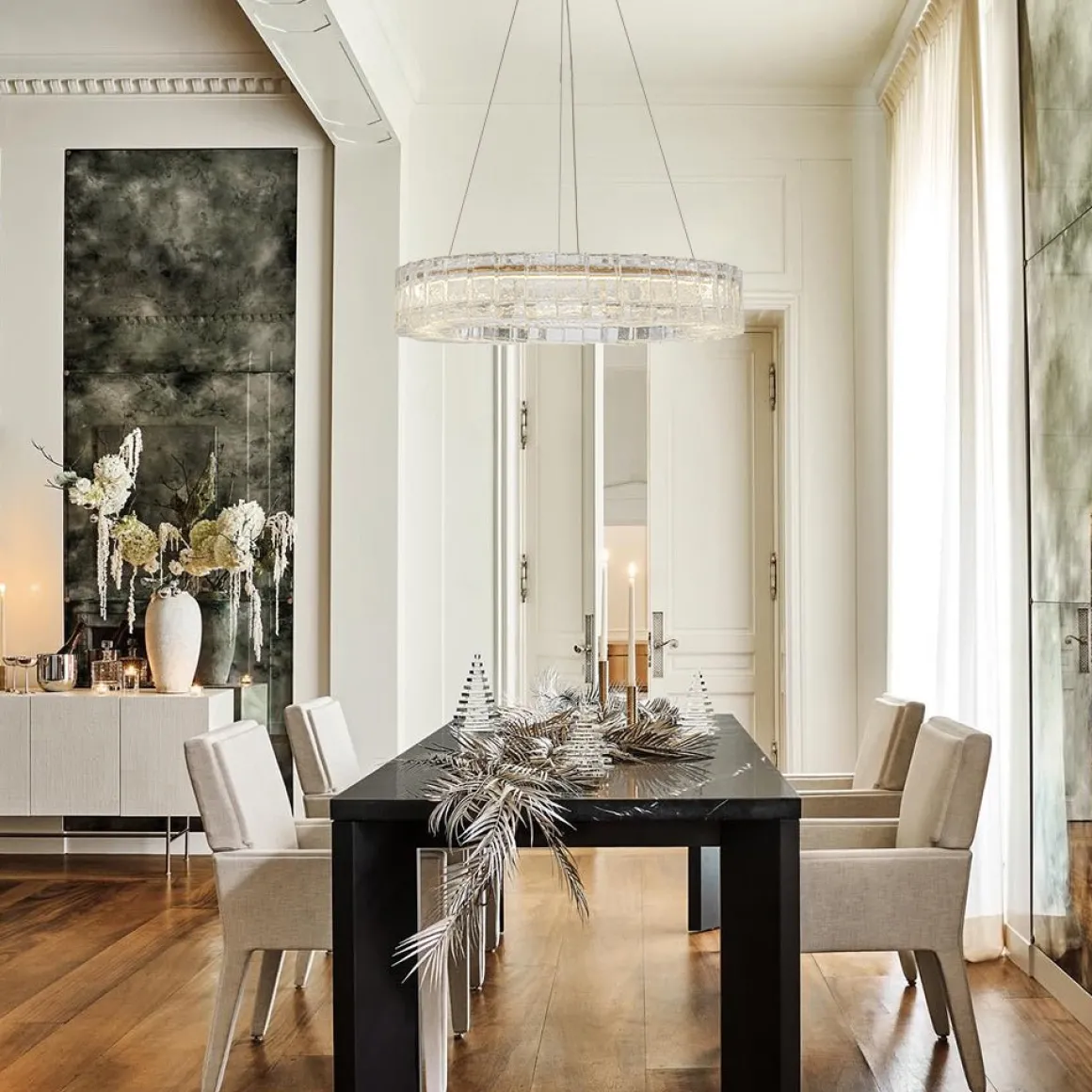 Textured Glass Icy Style Ring Dimmable LED Chandelier