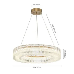 Textured Glass Icy Style Ring Dimmable LED Chandelier