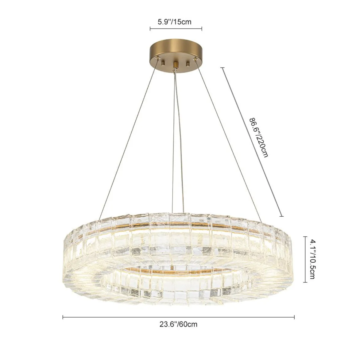 Textured Glass Icy Style Ring Dimmable LED Chandelier