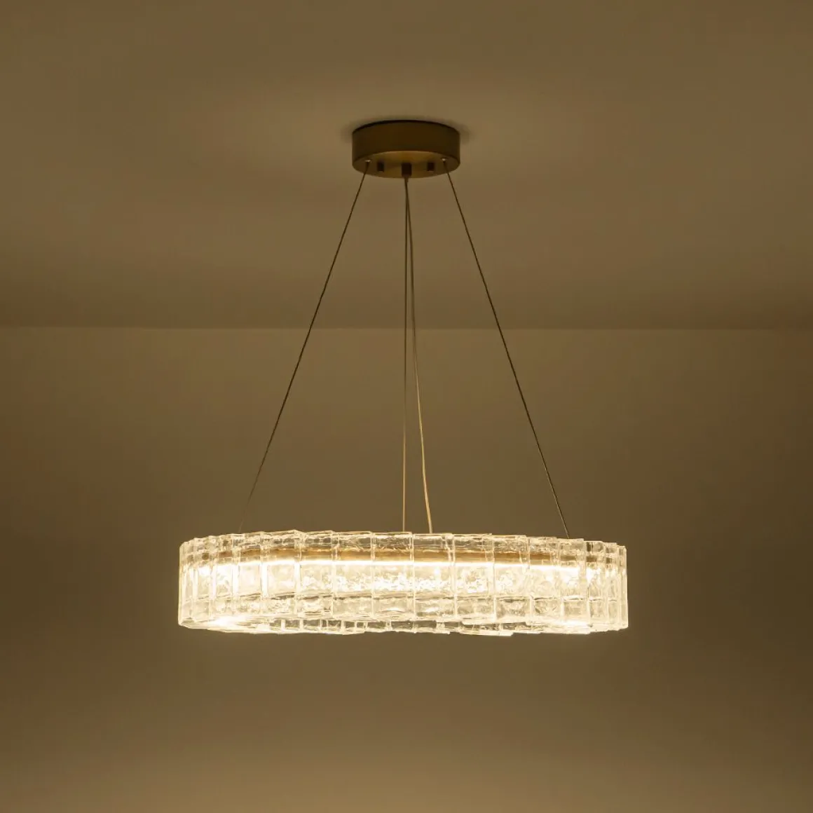 Textured Glass Icy Style Ring Dimmable LED Chandelier