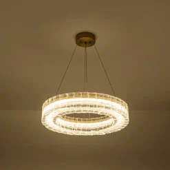 Textured Glass Icy Style Ring Dimmable LED Chandelier