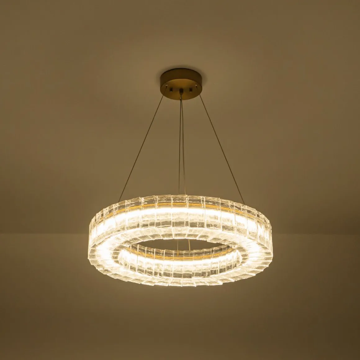 Textured Glass Icy Style Ring Dimmable LED Chandelier