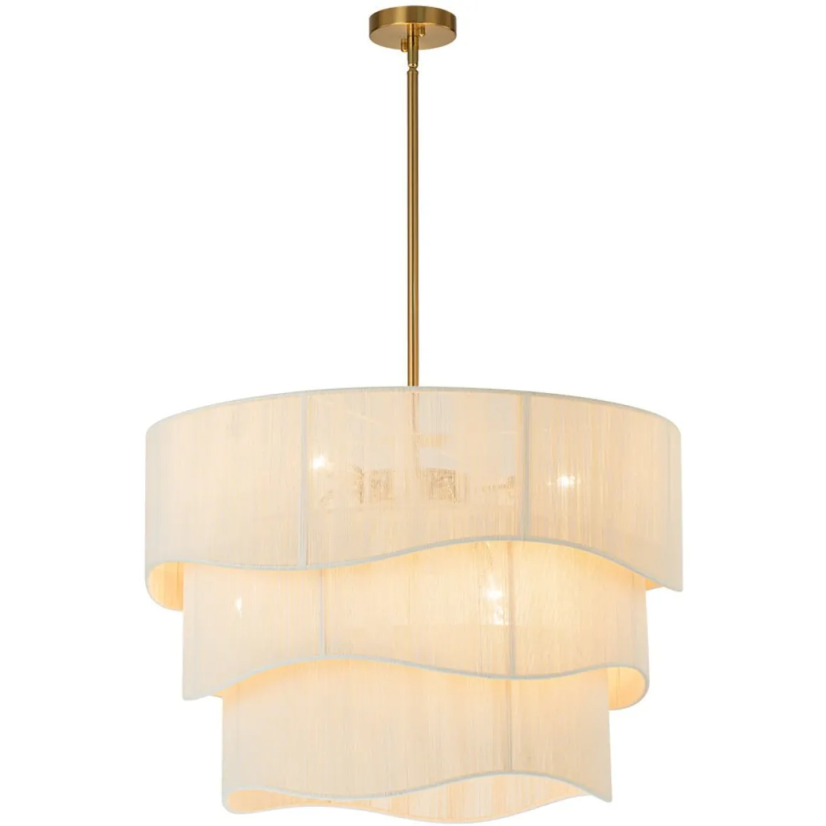 3-Tier Beige Woven Thread Drum Pendant Light